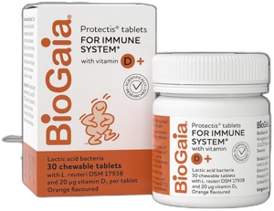 BioGaia Protectis Tablets with Vitamin D3 Orange 20 µg 30 Tablets product image