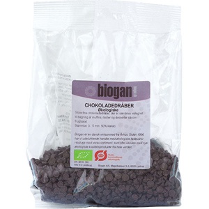 Biogan - Økologiske chokoladedråber produktbillede