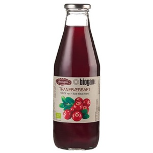 Biogan Tranebærsaft 100% Ren saft Ø 750 ml produktbillede
