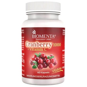 BIOMENTA Cranberry 1000+Vitamin C vegan Kapseln Produktbild