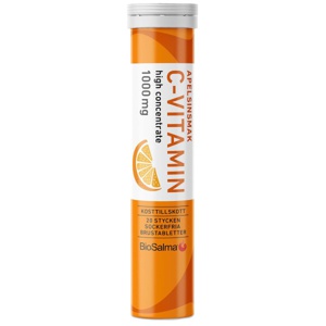 BioSalma C-vitamin 1000 mg Appelsin 20 brusetabletter produktbillede