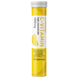 BioSalma C-vitamin 1000 mg Citron 20 brusetabletter produktbillede