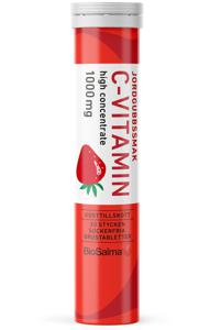 BioSalma C-vitamin 1000 mg Jordgubbssmak 20 brustabletter produkt bild