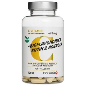 BioSalma C-vitamin 670mg + Bioflavonoider 120 tabletter produktbillede