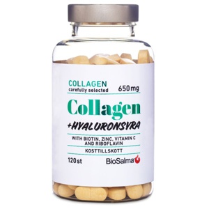 BioSalma Collagen 650 mg + Hyaluronsyra 120 tabletter produktbillede