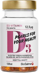 BioSalma D3-vitamin 12,5µg Tiny Pearls 120 kapslar produkt bild