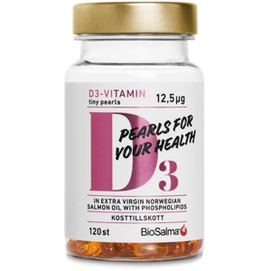 BioSalma D3-vitamin 125 ug Tiny Pearls 120 kapsler produktbillede