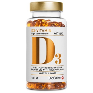 BioSalma D3-vitamin 625 ug High Concentrate 180 kapsler produktbillede