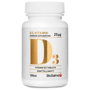 BioSalma D3 vitamin Medium Concentrate 20ug 100 tabletter produktbillede