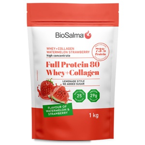 BioSalma Full Protein 80 Whey+Collagen Watermelon Strawberry 1 kg produktbillede