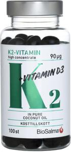 BioSalma K2 90µg + D3-vitamin 25µg 100 kapslar produkt bild