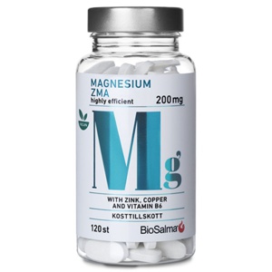 BioSalma Magnesium ZMA 200 mg 120 tabletter produktbillede