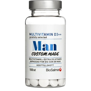 BioSalma Multivitamin Mand D3-vitamin++ 100 tabletter produktbillede