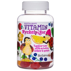 BioSalma Multivitamin Mariehøne Hindbær/Blåbær/Appelsin 60 Gummies produktbillede