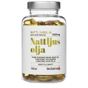 BioSalma Natlysolie 10% GLA 1000 mg 100 kapsler produktbillede