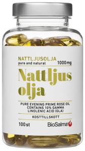 BioSalma Nattljusolja 10% GLA 1000 mg 100 kapslar produkt bild