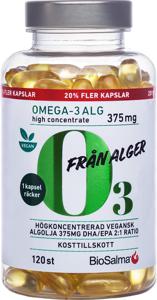 BioSalma Omega-3 av Alg 375mg DHA/EPA 120 kapslar produkt bild