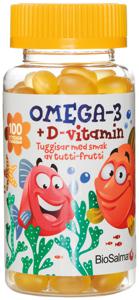 BioSalma Omega-3 + D-vitamin tuggisar barn 100 st