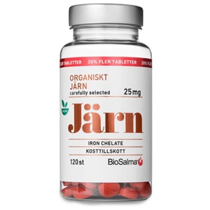 BioSalma Organisk Jern 25mg Chelateret 120 tabletter produktbillede