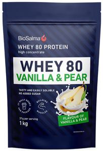 BioSalma Whey 80 vanilj/päron, 1 kg produkt bild