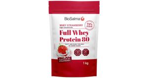 BioSalma Full Whey Protein 80 Strawberry 1000g produkt bild