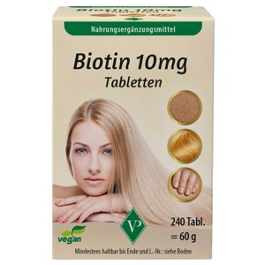 BIOTIN 10 mg hochdosiert vegan Tabletten Produktbild