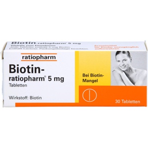 BIOTIN-RATIOPHARM 5 mg Tabletten Produktbild