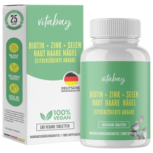 BIOTIN+ZINK+Selen Haut+Haare+Nägel vegan Tabletten Produktbild