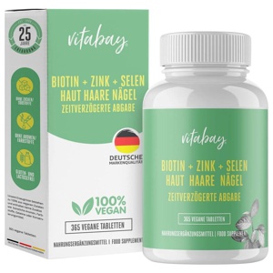 BIOTIN+ZINK+Selen Haut+Haare+Nägel vegan Tabletten Produktbild
