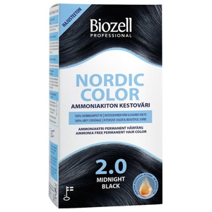 Biozell Nordic Color Permanent Hair Color Midnight Black 2.0 2 x 60 ml produkt bild