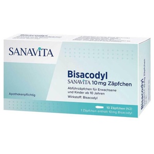 Bisacodyl SANAVITA 10 mg Zäpfchen Produktbild