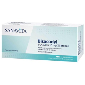 Bisacodyl SANAVITA 10 mg Zäpfchen Produktbild