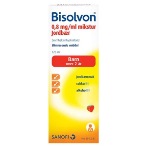 Bisolvon 0,8 mg/ml mikstur jordbærsmak 125 ml produktbilde