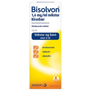 Bisolvon 1,6 mg/ml mikstur kirsebærsmak 125 ml produktbilde