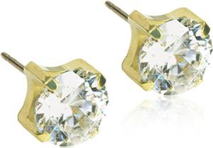 Blomdahl Golden Titanium Tiffany CZ White 4 mm produkt bild