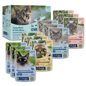 BOZITA Nassfutter Katze Häppchen in Sauce mit Fisch und Fleisch Multibox 12x85 g Produktbild