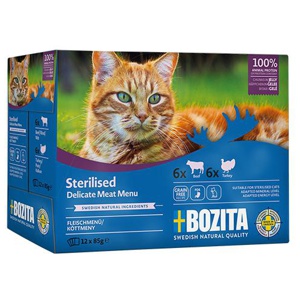 Bozita Sterilised bitar i gelé 12 x 85 g - Mixpack köttmeny produkt bild