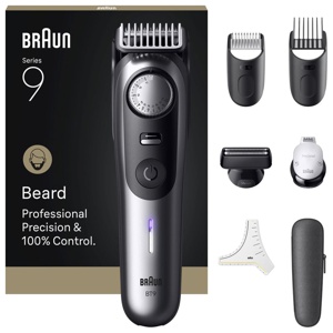 Braun Skäggtrimmer Series 9 +7 Barberarverktyg BT9520 Krom produkt bild