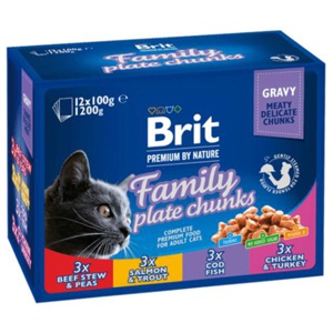 Brit Premium Cat bitar i sås Fisk & Kött 12 x 100 g produkt bild
