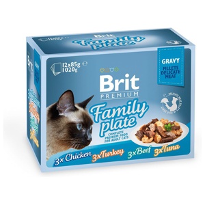 Brit Premium Pouches Fillets in Gravy Family Plate (12x85g) produkt bild