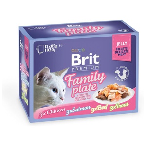 Brit Premium Pouches Fillets in Jelly Family Plate (12x85g) produkt bild