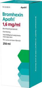 Bromhexin Apofri, oral lösning 1,6 mg/ml, 250 ml produkt bild