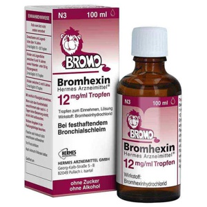 Bromhexin Hermes Arzneimittel® 12 mg/ml Tropfen, 100 ml Tropfen zum Einnehmen Produktbild
