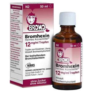 Bromhexin Hermes Arzneimittel® 12 mg/ml Tropfen, 50 ml Tropfen zum Einnehmen Produktbild