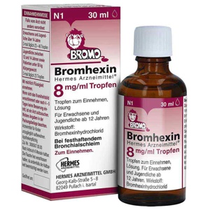 BROMHEXIN Hermes Arzneimittel 8 mg/ml Tropfen Produktbild