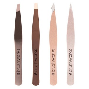 brushworks - HD 4 Piece Combination Tweezer Set Gold produktbillede