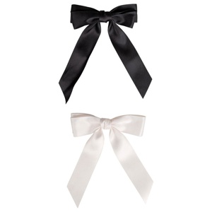 Brushworks Satin Hair Bow Duo Black & White produktbilde