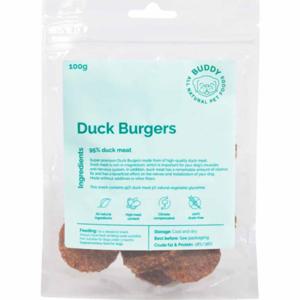 Buddy Pet Foods Meaty Burgers Duck 100 g produkt bild