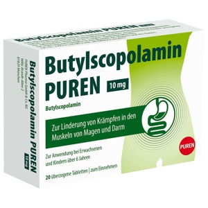BUTYLSCOPOLAMIN PUREN 10 mg überzogene Tab. Produktbild