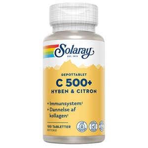 C-vitamin C500+ hyben, citron Solaray - 100 tabletter produktbillede